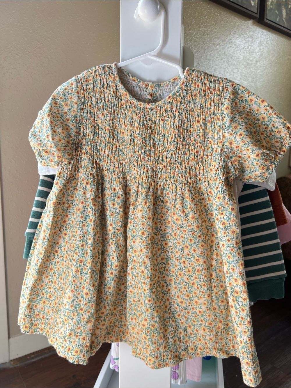 Zara Yellow Floral Smocked Puff-Sleeve Top for Kids